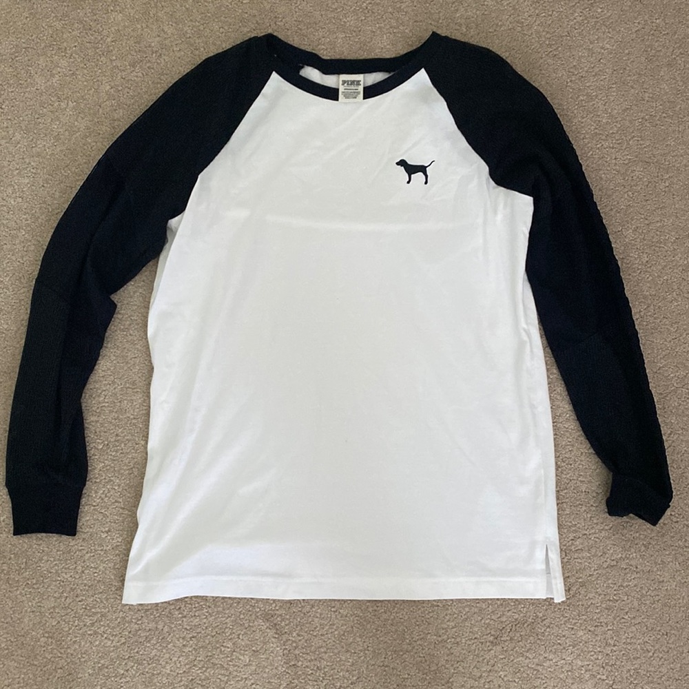 Pink Victoria’s Secret Black and White Long sleeve Top